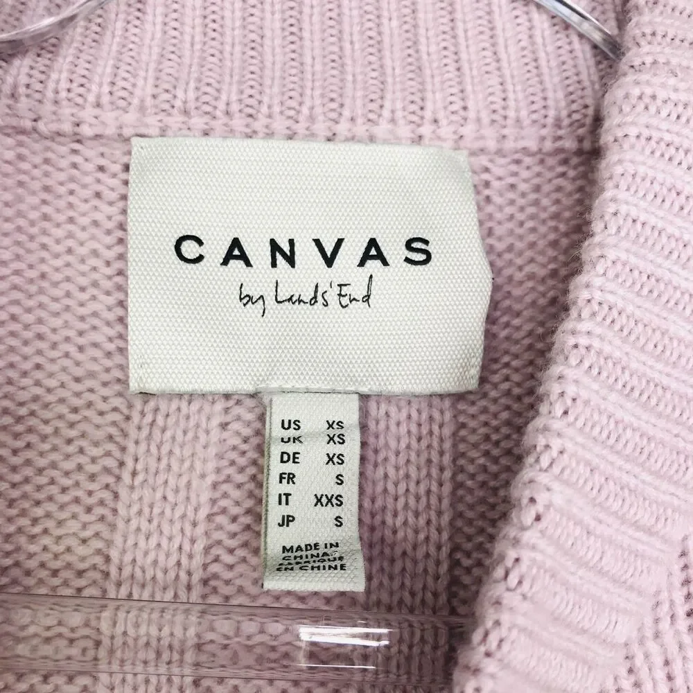 Canvas by Lands' End Sweater Women Size XS Pink Textured Long Sleeve Cabin Cozy
